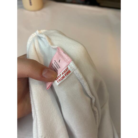 Juicy Couture Velour Track Pants Large White Silver Rhinestone Spell Out Sleep - Picture 13 of 13